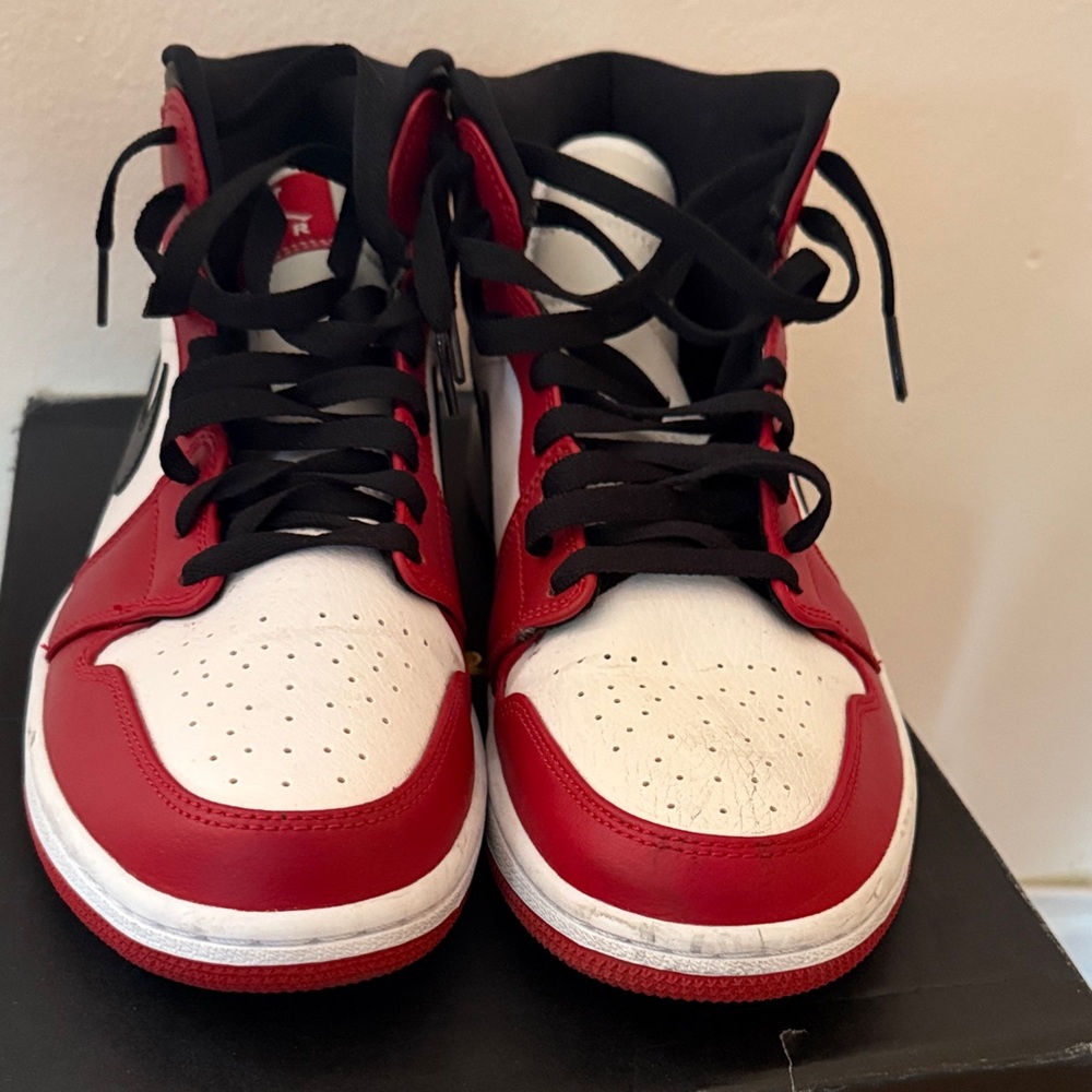 Nike Red and White High-Top Sneakers